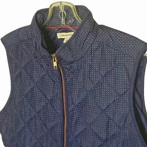 Catherine Malandrino Quilted Polka Dot Vest S Navy White Gold